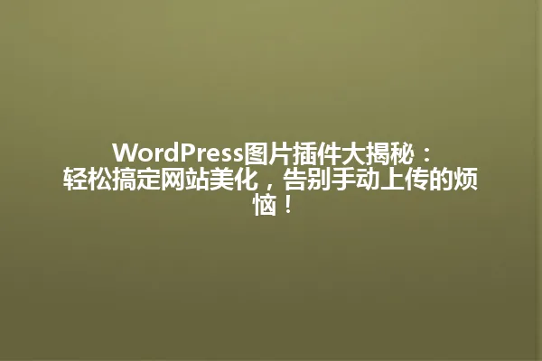 WordPress图片插件大揭秘：轻松搞定网站美化，告别手动上传的烦恼！ 一