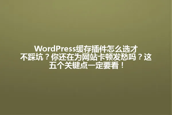 WordPress缓存插件怎么选才不踩坑?你还在为网站卡顿发愁吗?这五个关键点一定要看! 一