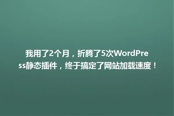 我用了2个月,折腾了5次WordPress静态插件,终于搞定了网站加载速度! 一