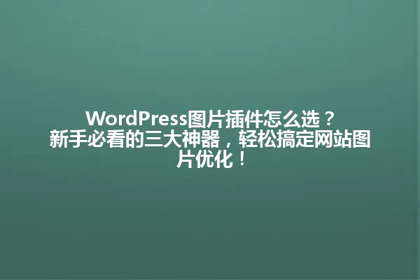 WordPress图片插件怎么选?新手必看的三大神器,轻松搞定网站图片优化! 一