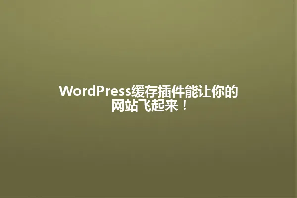 WordPress缓存插件能让你的网站飞起来! 一