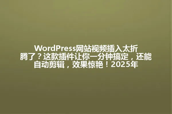 WordPress网站视频插入太折腾了?这款插件让你一分钟搞定,还能自动剪辑,效果惊艳!2025年 一