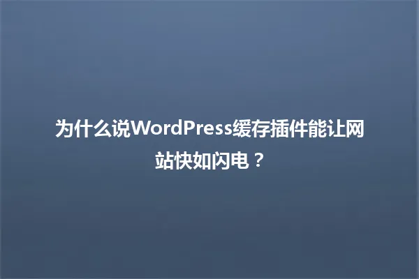 为什么说WordPress缓存插件能让网站快如闪电? 一
