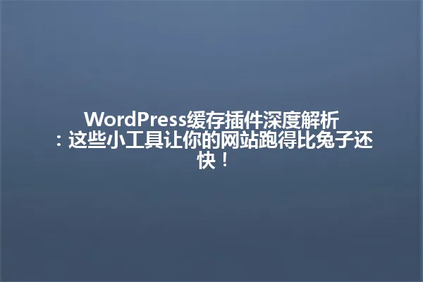 WordPress缓存插件深度解析:这些小工具让你的网站跑得比兔子还快! 一