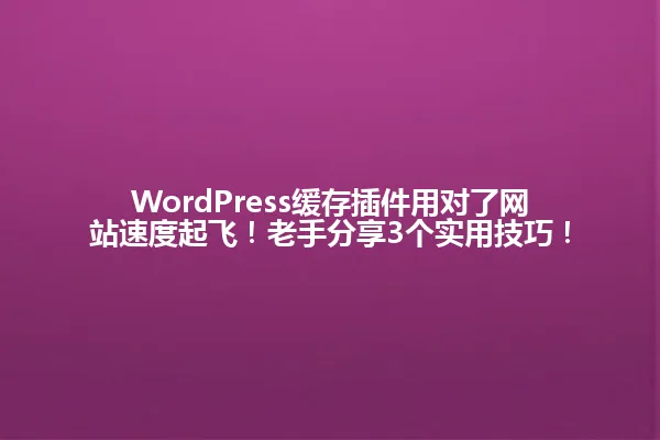 WordPress缓存插件用对了网站速度起飞!老手分享3个实用技巧! 一