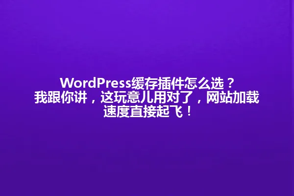 WordPress缓存插件怎么选?我跟你讲,这玩意儿用对了,网站加载速度直接起飞! 一