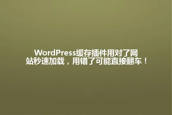 WordPress缓存插件用对了网站秒速加载,用错了可能直接翻车! 一