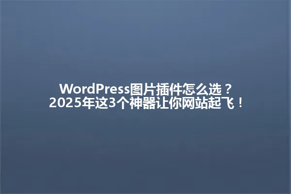 WordPress图片插件怎么选?2025年这3个神器让你网站起飞! 一