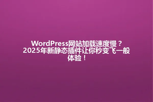 WordPress网站加载速度慢?2025年新静态插件让你秒变飞一般体验! 一