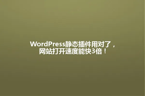 WordPress静态插件用对了，网站打开速度能快3倍！ 一