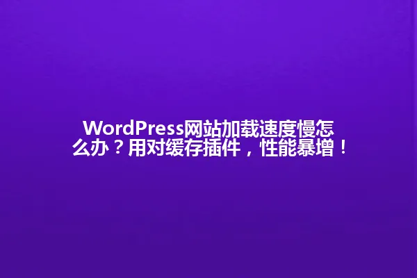 WordPress网站加载速度慢怎么办?用对缓存插件,性能暴增! 一