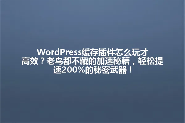 WordPress缓存插件怎么玩才高效?老鸟都不藏的加速秘籍,轻松提速200%的秘密武器! 一