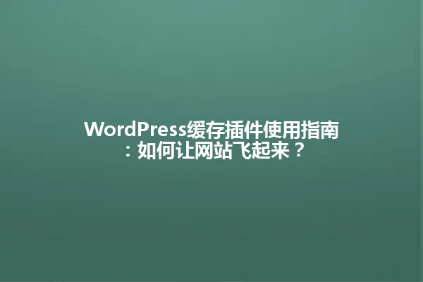 WordPress缓存插件使用指南:如何让网站飞起来? 一