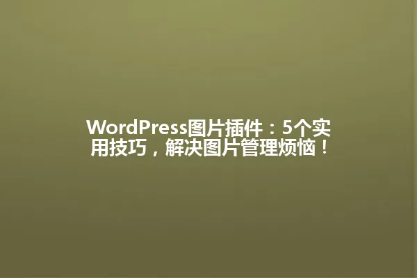 WordPress图片插件:5个实用技巧,解决图片管理烦恼! 一