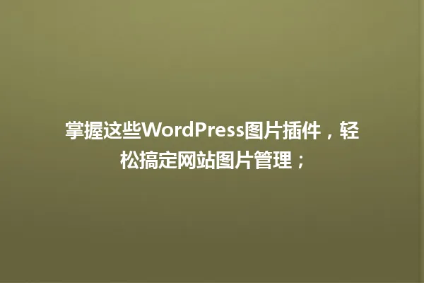 掌握这些WordPress图片插件,轻松搞定网站图片管理; 一