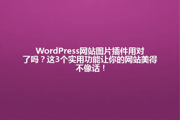 WordPress网站图片插件用对了吗?这3个实用功能让你的网站美得不像话! 一