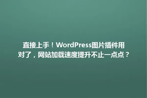 直接上手!WordPress图片插件用对了,网站加载速度提升不止一点点? 一