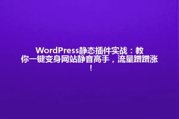 WordPress静态插件实战：教你一键变身网站静音高手，流量蹭蹭涨！ 一