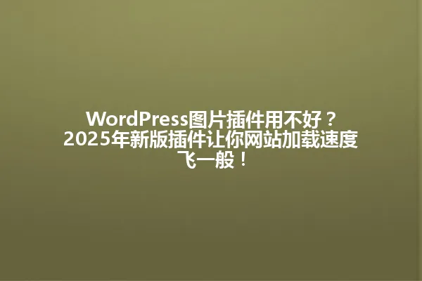 WordPress图片插件用不好?2025年新版插件让你网站加载速度飞一般! 一