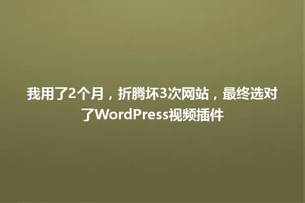 我用了2个月,折腾坏3次网站,最终选对了WordPress视频插件 一