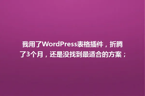 我用了WordPress表格插件,折腾了3个月,还是没找到最适合的方案; 一