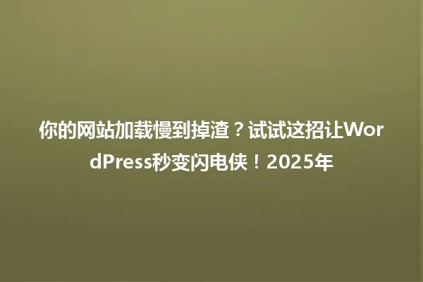 你的网站加载慢到掉渣?试试这招让WordPress秒变闪电侠!2025年 一