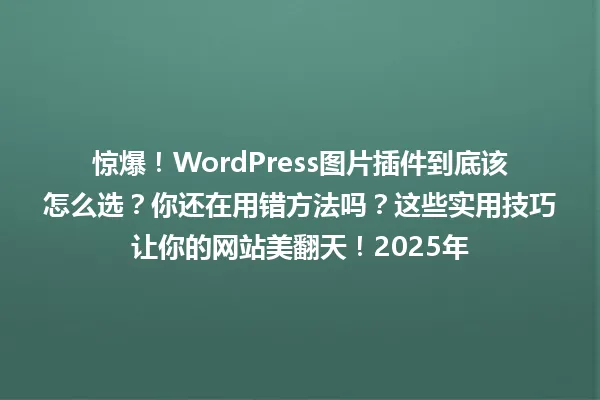 惊爆!WordPress图片插件到底该怎么选?你还在用错方法吗?这些实用技巧让你的网站美翻天!2025年 一