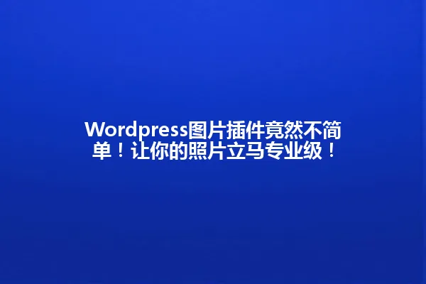 Wordpress图片插件竟然不简单!让你的照片立马专业级! 一
