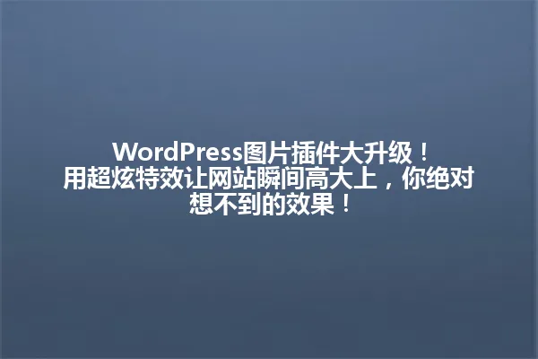 WordPress图片插件大升级!用超炫特效让网站瞬间高大上,你绝对想不到的效果! 一