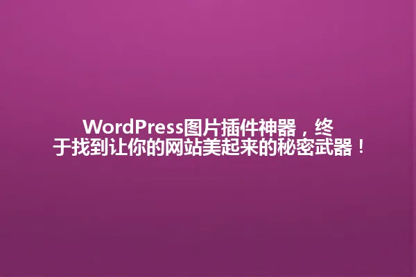 WordPress图片插件神器,终于找到让你的网站美起来的秘密武器! 一