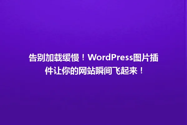 告别加载缓慢！WordPress图片插件让你的网站瞬间飞起来！ 一