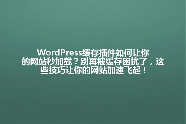 WordPress缓存插件如何让你的网站秒加载？别再被缓存困扰了，这些技巧让你的网站加速飞起！ 一