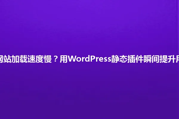 2025年网站加载速度慢?用WordPress静态插件瞬间提升用户体验! 一