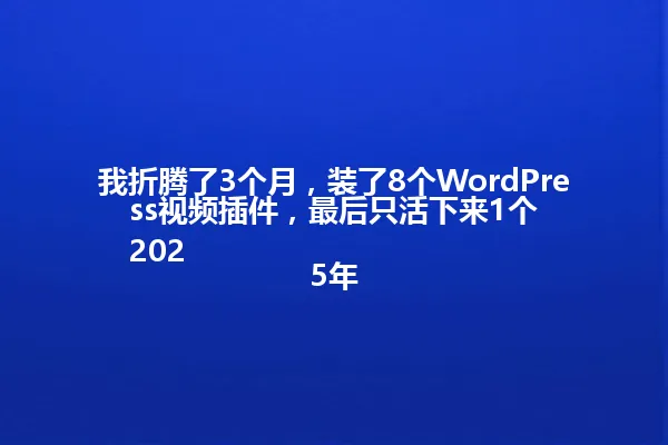 我折腾了3个月,装了8个WordPress视频插件,最后只活下来1个
2025年 一