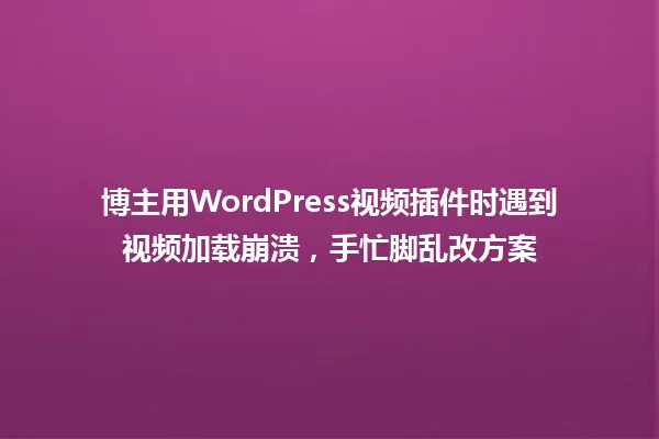 博主用WordPress视频插件时遇到视频加载崩溃,手忙脚乱改方案 一