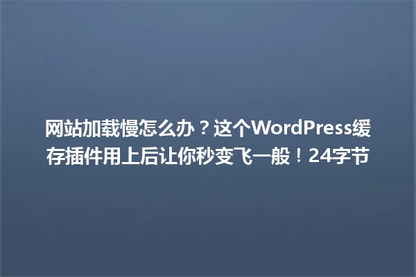 网站加载慢怎么办?这个WordPress缓存插件用上后让你秒变飞一般!24字节 一
