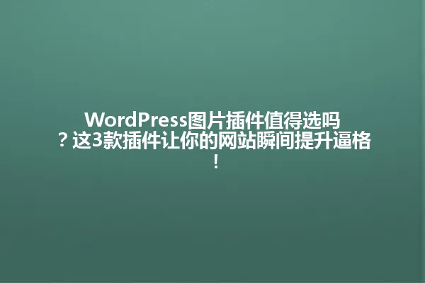 WordPress图片插件值得选吗？这3款插件让你的网站瞬间提升逼格！ 一