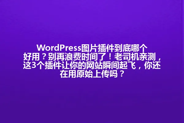 WordPress图片插件到底哪个好用?别再浪费时间了!老司机亲测,这3个插件让你的网站瞬间起飞,你还在用原始上传吗? 一