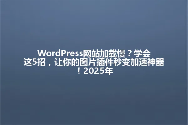 WordPress网站加载慢？学会这5招，让你的图片插件秒变加速神器！2025年 一