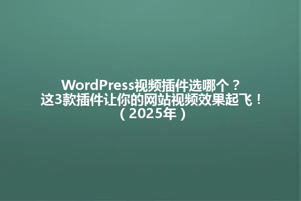WordPress视频插件选哪个?这3款插件让你的网站视频效果起飞!(2025年) 一