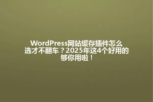 WordPress网站缓存插件怎么选才不翻车？2025年这4个好用的够你用啦！ 一