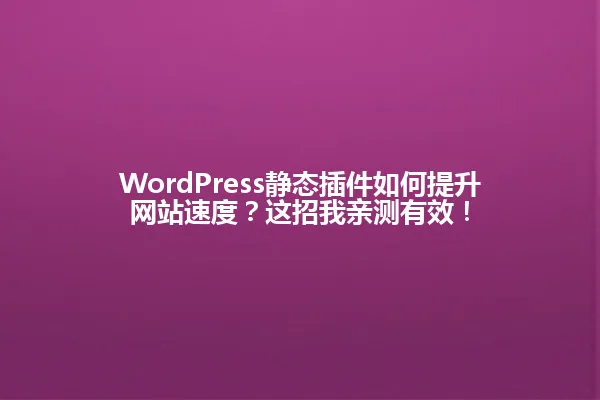 WordPress静态插件如何提升网站速度?这招我亲测有效! 一