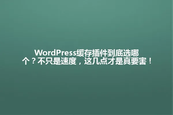 WordPress缓存插件到底选哪个?不只是速度,这几点才是真要害! 一