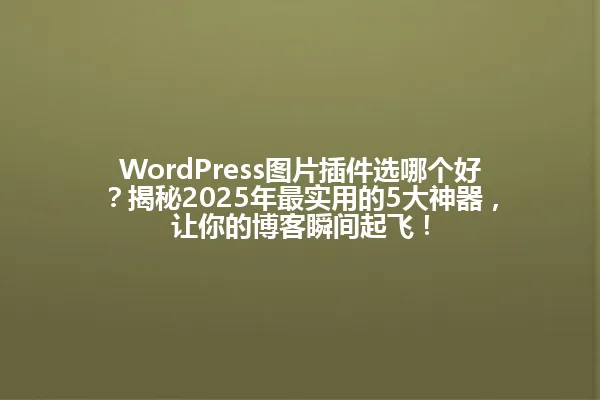 WordPress图片插件选哪个好?揭秘2025年最实用的5大神器,让你的博客瞬间起飞! 一