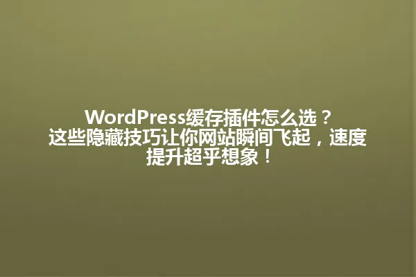 WordPress缓存插件怎么选?这些隐藏技巧让你网站瞬间飞起,速度提升超乎想象! 一