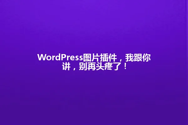 WordPress图片插件,我跟你讲,别再头疼了! 一
