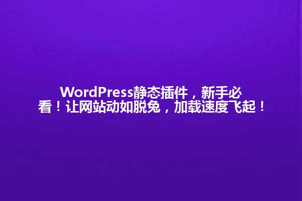 WordPress静态插件，新手必看！让网站动如脱兔，加载速度飞起！ 一