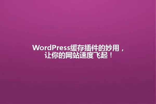 WordPress缓存插件的妙用,让你的网站速度飞起! 一