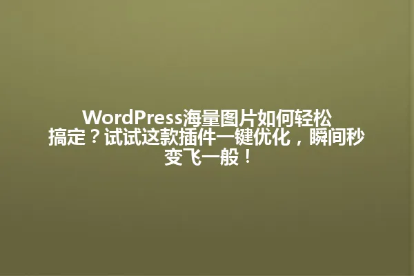 WordPress海量图片如何轻松搞定?试试这款插件一键优化,瞬间秒变飞一般! 一