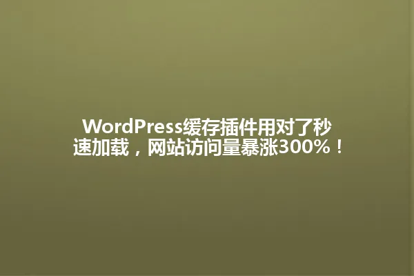 WordPress缓存插件用对了秒速加载，网站访问量暴涨300%！ 一